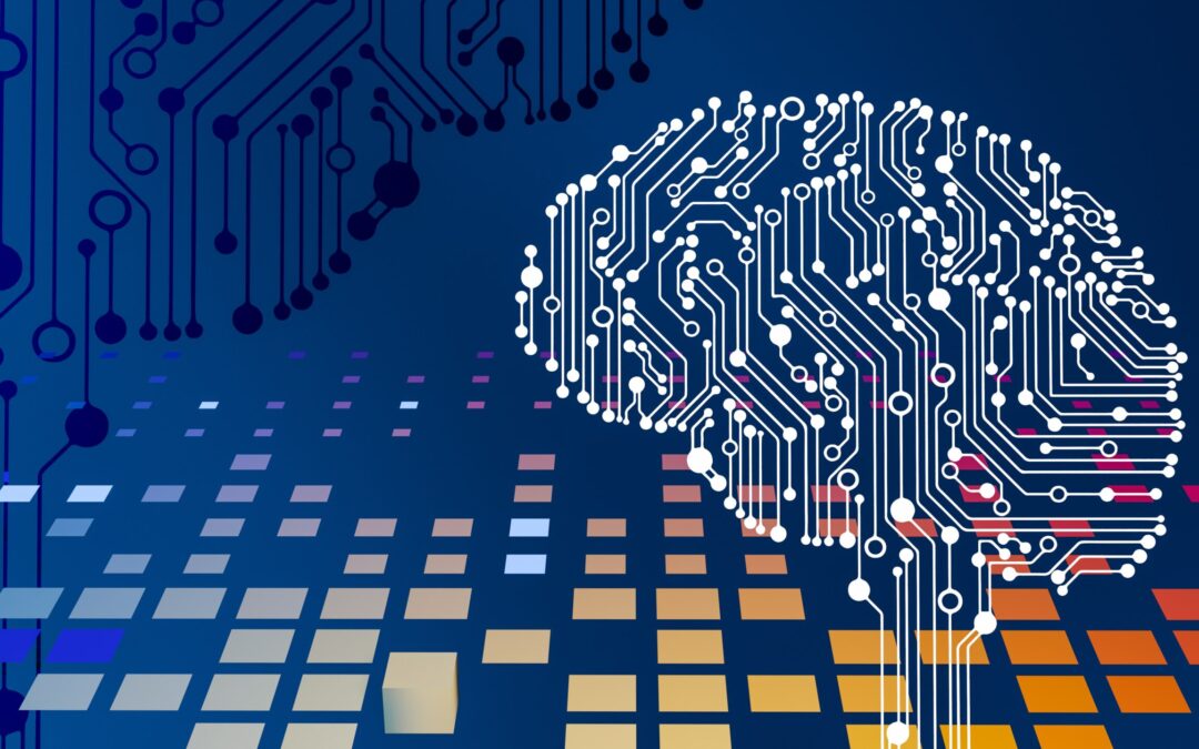 a computer circuit board with a brain on it